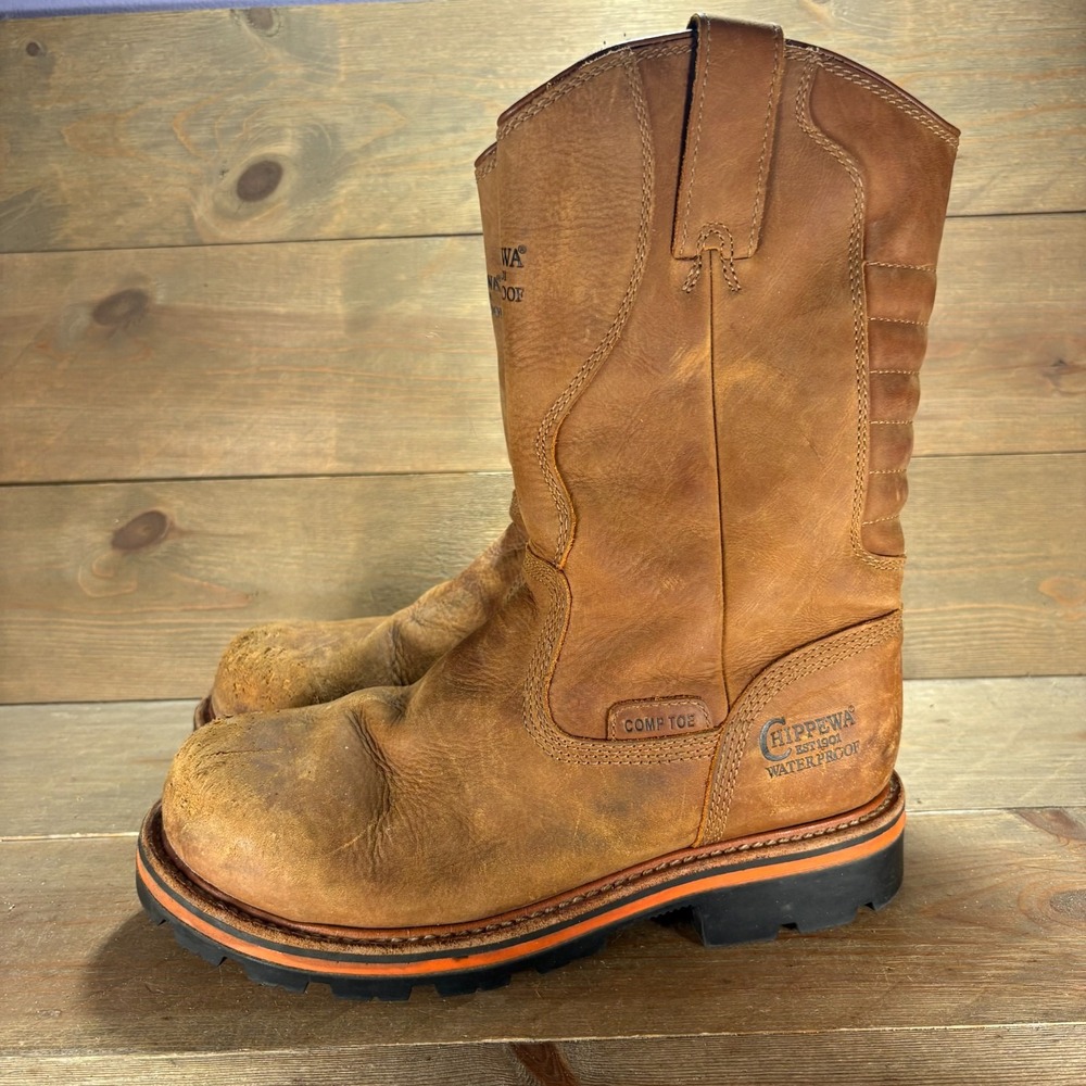 Chippewa Thunderstruck Mens size 9.5 shoes Brown Leather Waterproof Comp boots